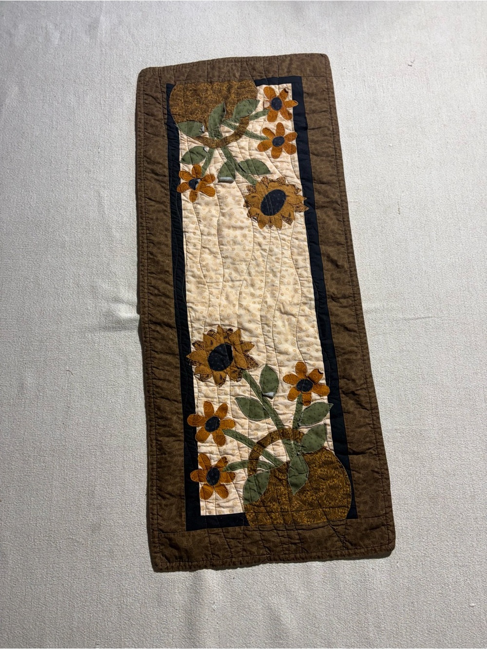 Handmade Sunflower/Hawaiian Theme  Applique Quilted Table Runner